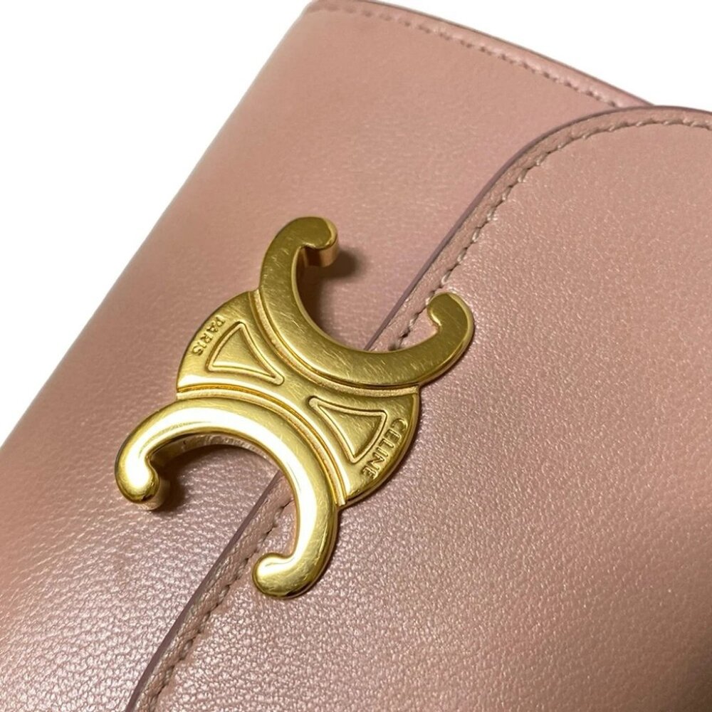 CELINE Small flap wallet 10D783BZG.25VP Pink Beige Leather - Trifold Wallet - Picture 11 of 13